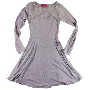 BooHoo Gray Skater Dress With Peep Chest Sz: 8 EUC